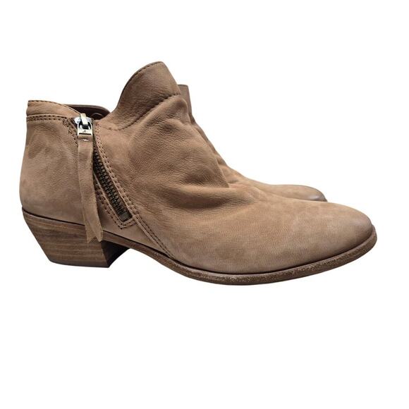 Sam Edelman Packer Ankle Boot Double Zipper Tan Leather Sz 7.5 W - Picture 3 of 7